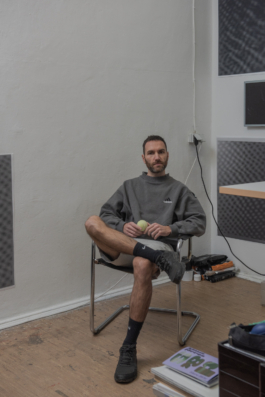  Portrait of Tobias Kappel, sitting, at his Studio in Berlin