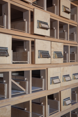  Closeup of the intendant's room with partially empty drawers from the 60's at Funkhaus Berlin